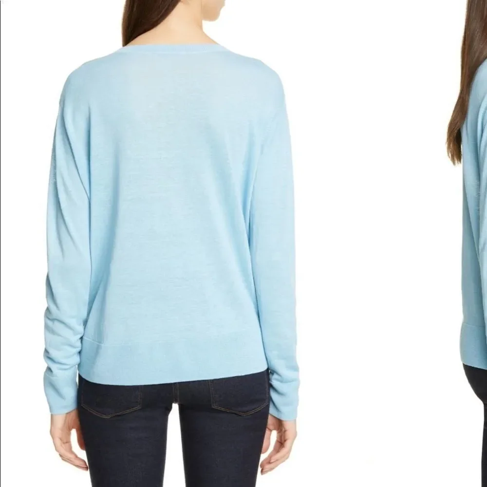 Nordstrom Signature Linen Blend Lightweight Sweater Lt Blue M
